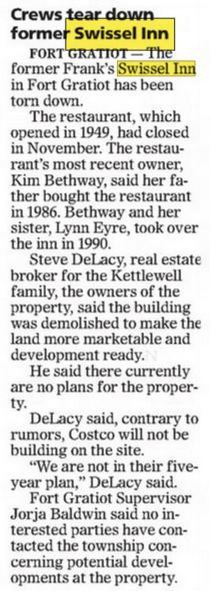 Swissel Inn - May 2014 Building Torn Down (newer photo)